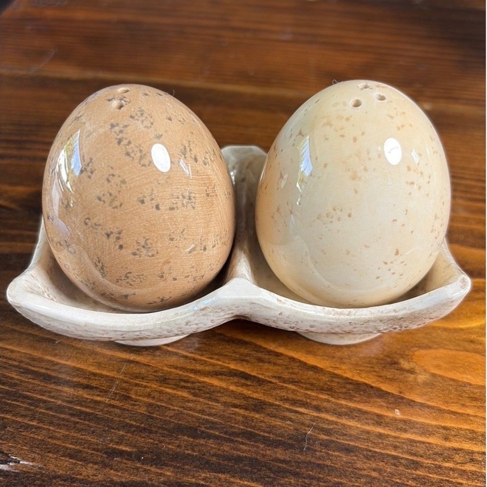Grasslands Road Speckled Egg Salt Pepper Shakers Farmhouse Ceramic